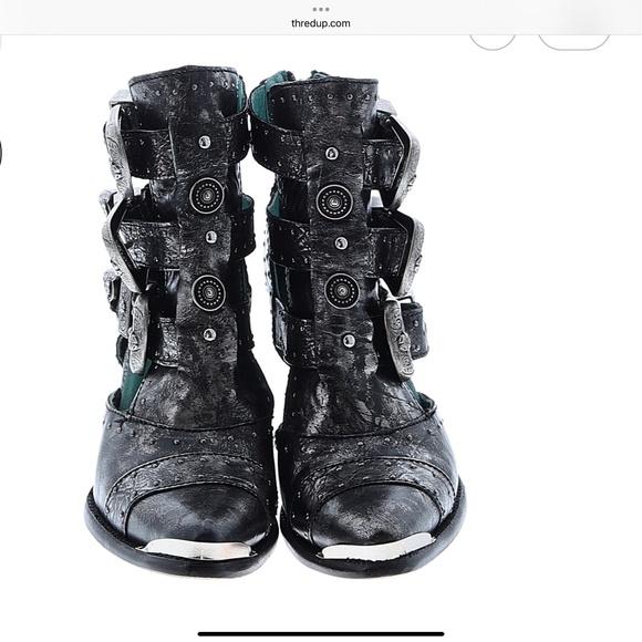 Corral Silver and Black Buckle Boots 7.5 - Picture 4 of 4